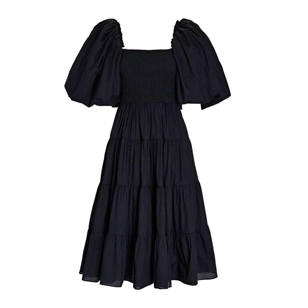 AJE Cherished Puff Sleeve Midi Dress - Black, AU2/US 8